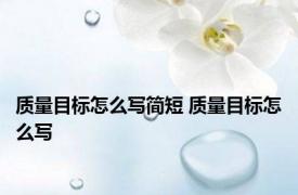 质量目标怎么写简短 质量目标怎么写 