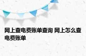 网上查电费账单查询 网上怎么查电费账单