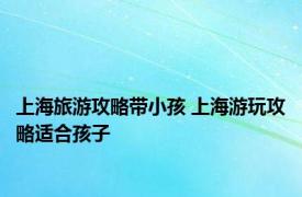 上海旅游攻略带小孩 上海游玩攻略适合孩子 