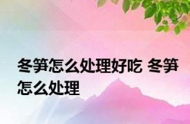 冬笋怎么处理好吃 冬笋怎么处理 