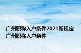 广州职称入户条件2021新规定 广州职称入户条件 