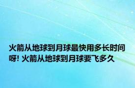 火箭从地球到月球最快用多长时间呀! 火箭从地球到月球要飞多久