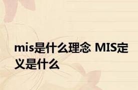 mis是什么理念 MIS定义是什么