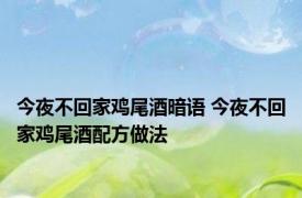 今夜不回家鸡尾酒暗语 今夜不回家鸡尾酒配方做法