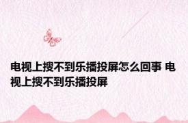 电视上搜不到乐播投屏怎么回事 电视上搜不到乐播投屏 