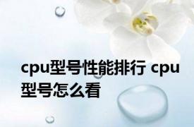 cpu型号性能排行 cpu型号怎么看