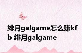 绯月galgame怎么赚kfb 绯月galgame 