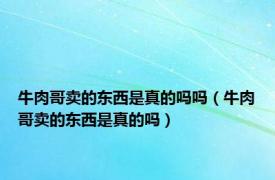 牛肉哥卖的东西是真的吗吗（牛肉哥卖的东西是真的吗）