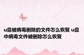 u盘被病毒删除的文件怎么恢复 u盘中病毒文件被删除怎么恢复