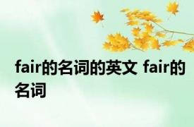 fair的名词的英文 fair的名词 