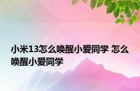 小米13怎么唤醒小爱同学 怎么唤醒小爱同学