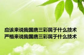 应该来说我国唐三彩属于什么技术 严格来说我国唐三彩属于什么技术 