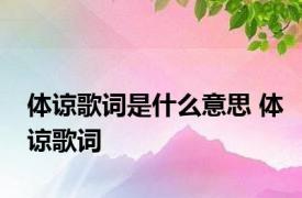 体谅歌词是什么意思 体谅歌词 