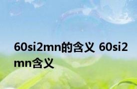 60si2mn的含义 60si2mn含义 