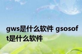 gws是什么软件 gsosoft是什么软件 