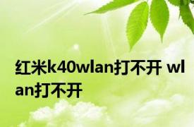 红米k40wlan打不开 wlan打不开 