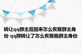 转让qq群主后回来怎么恢复群主身份 qq群转让了怎么恢复我群主身份