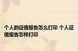 个人的征信报告怎么打印 个人征信报告怎样打印