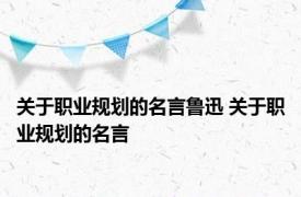 关于职业规划的名言鲁迅 关于职业规划的名言 