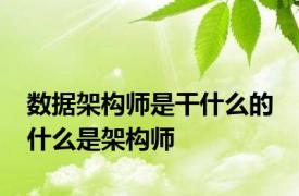 数据架构师是干什么的 什么是架构师