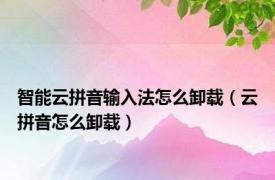 智能云拼音输入法怎么卸载（云拼音怎么卸载）