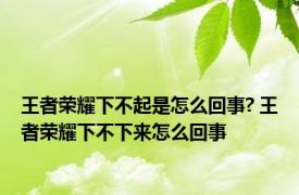 王者荣耀下不起是怎么回事? 王者荣耀下不下来怎么回事