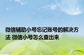 微信辅助小号忘记账号的解决方法 微信小号怎么查出来