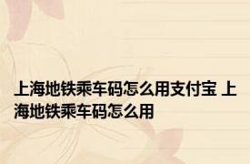 上海地铁乘车码怎么用支付宝 上海地铁乘车码怎么用