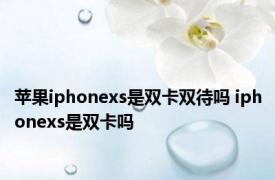 苹果iphonexs是双卡双待吗 iphonexs是双卡吗 