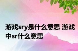 游戏sry是什么意思 游戏中sr什么意思