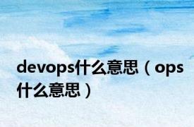 devops什么意思（ops什么意思）