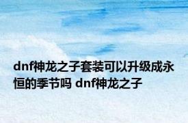 dnf神龙之子套装可以升级成永恒的季节吗 dnf神龙之子 