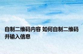 自制二维码内容 如何自制二维码并输入信息