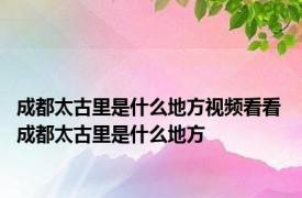 成都太古里是什么地方视频看看 成都太古里是什么地方