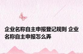 企业名称自主申报登记规则 企业名称自主申报怎么弄