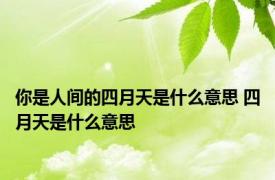 你是人间的四月天是什么意思 四月天是什么意思 