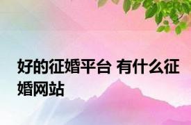 好的征婚平台 有什么征婚网站