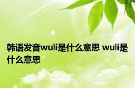 韩语发音wuli是什么意思 wuli是什么意思 