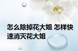 怎么除掉花大姐 怎样快速消灭花大姐