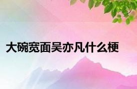 大碗宽面吴亦凡什么梗