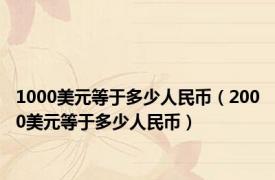 1000美元等于多少人民币（2000美元等于多少人民币）