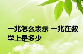 一兆怎么表示 一兆在数学上是多少