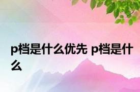 p档是什么优先 p档是什么 