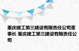 重庆建工第三建设有限责任公司董事长 重庆建工第三建设有限责任公司 