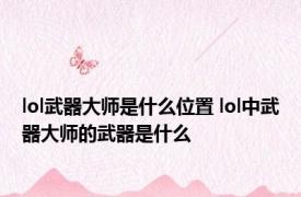 lol武器大师是什么位置 lol中武器大师的武器是什么