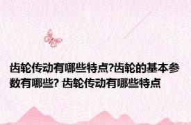 齿轮传动有哪些特点?齿轮的基本参数有哪些? 齿轮传动有哪些特点