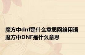 魔方中dnf是什么意思网络用语 魔方中DNF是什么意思