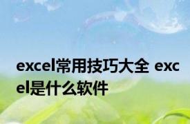 excel常用技巧大全 excel是什么软件