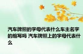 汽车牌照的字母代表什么车主名字的缩写吗 汽车牌照上的字母代表什么