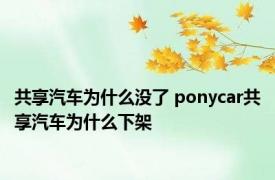 共享汽车为什么没了 ponycar共享汽车为什么下架